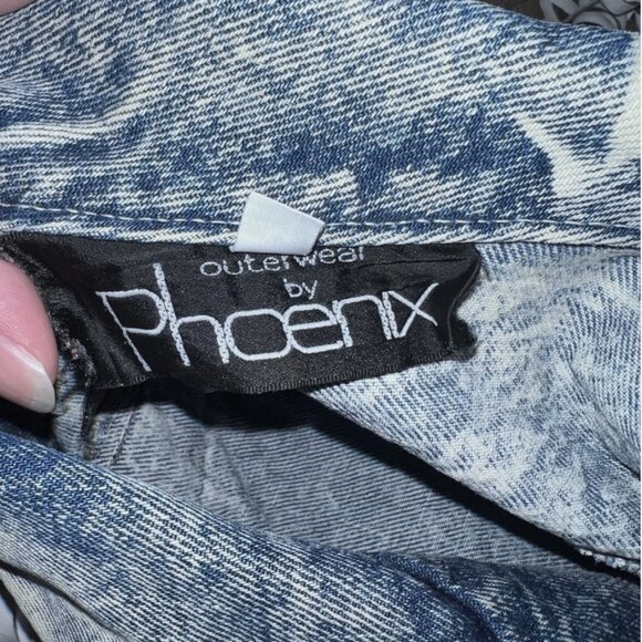 Outerwear by Phoenix Vintage Acid Washed Distressed Fringe Denim Jean Jacket - Picture 7 of 8